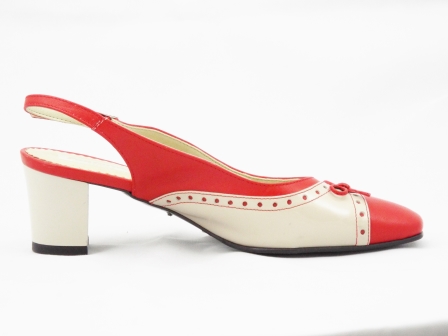 Sandale dama bej cu rosu din piele naturala, cu toc de 5 cm biashoes.ro imagine reduceri